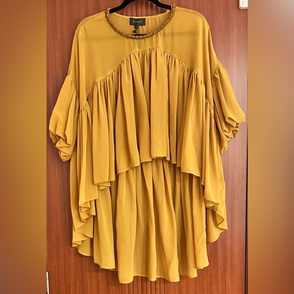 Gracia Tops - Gracia Mustard Flowing Tunic Top